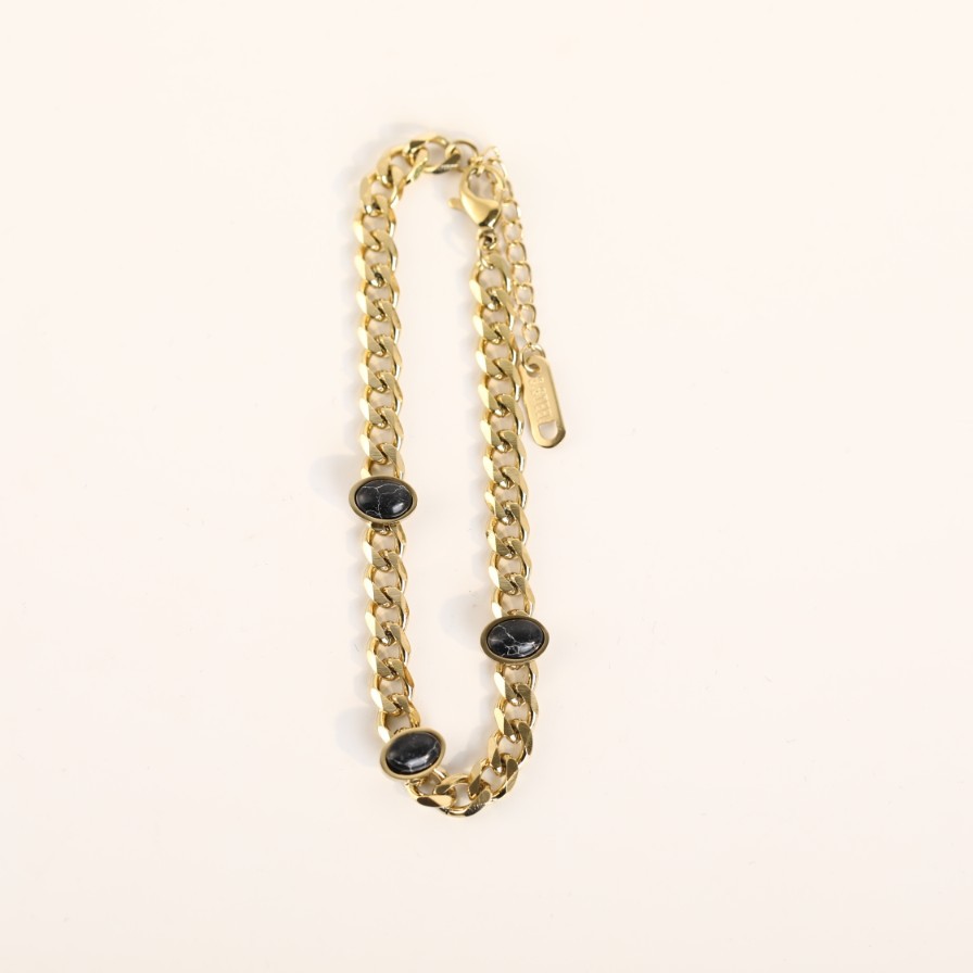 Natural Stone Inlaid Oval Turquoise Titanium Steel Cuban Chain