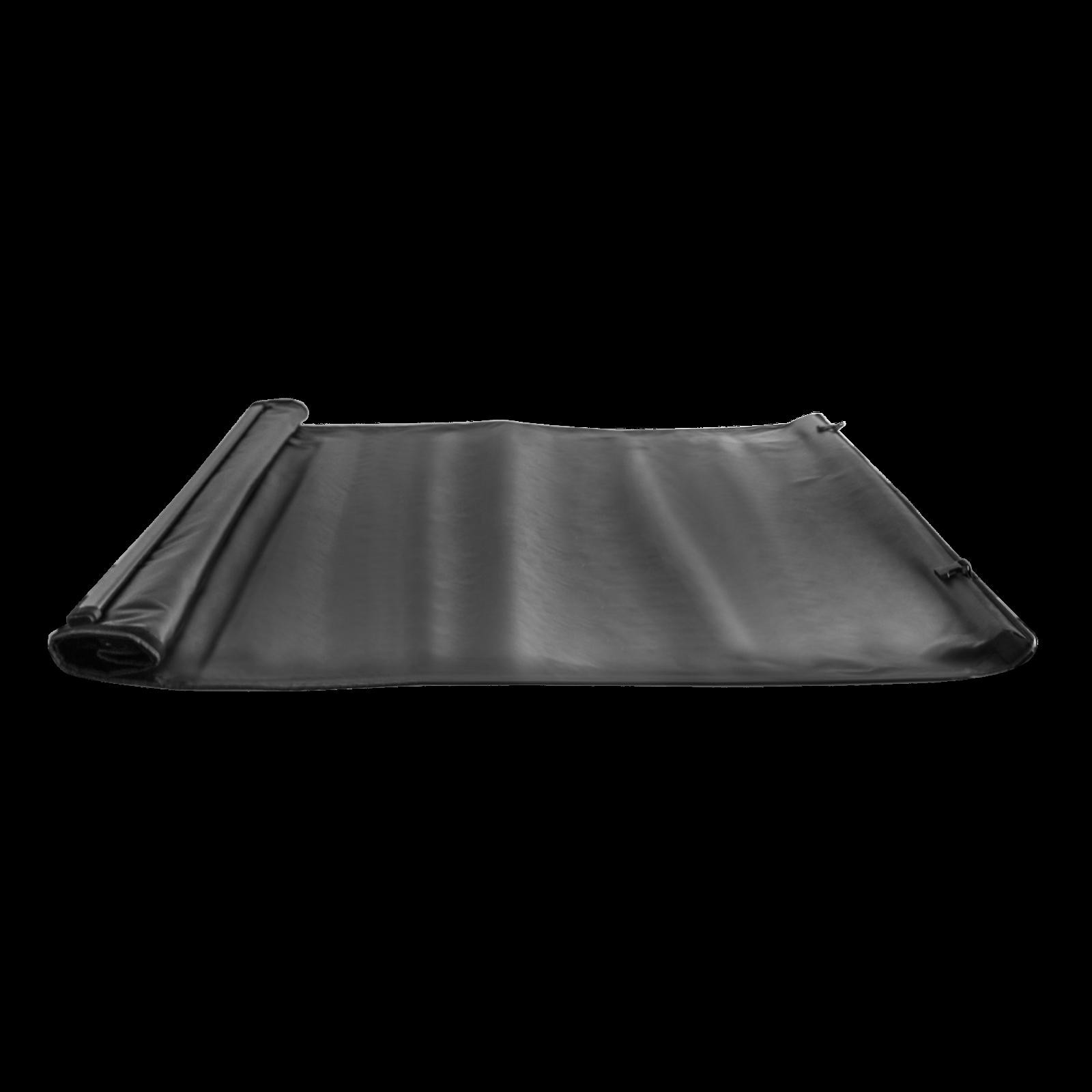 Mankee RAM 1500 Classic 8-foot tonneau cover rolled up toward cab showing full bed access