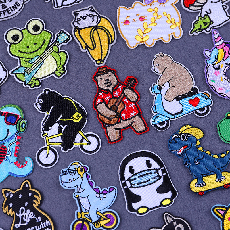 Cartoon Animal Embroidered Patches For Clothing Bear Riding — image 1