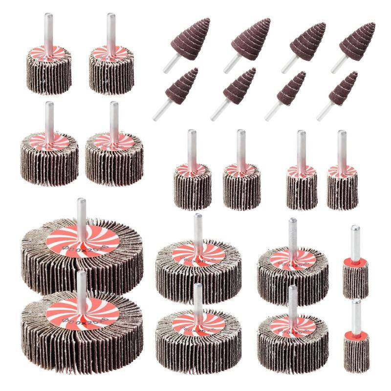 24PCS Sanding Bits Set With 12 Sizes Of 80 Grit Sand Paper For Drill Sanding Attachment, Rotary Tool Accessories, Polishing, Grinding, Deburring, Cleaning & Rust Removal