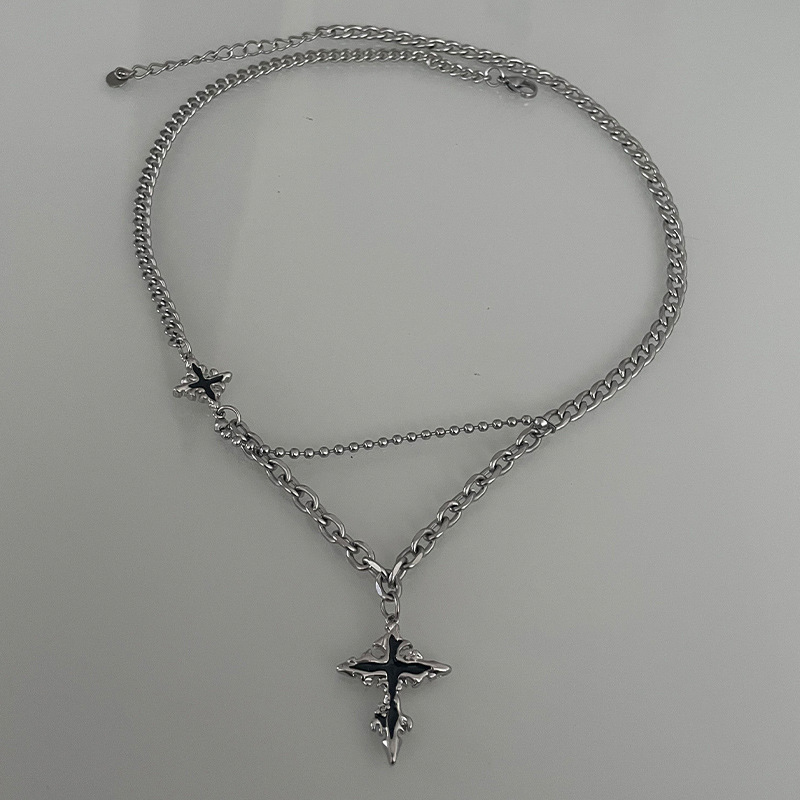 Title 3, Black Cross Necklace Men