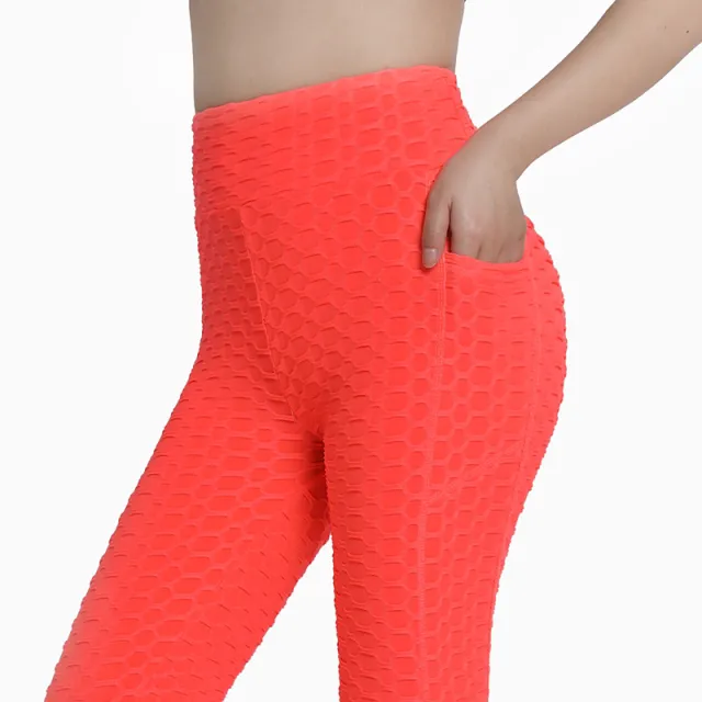 Fitness Yoga Pants Women Leggings With Pocket Running Sports Orange - Shop at LoveMi