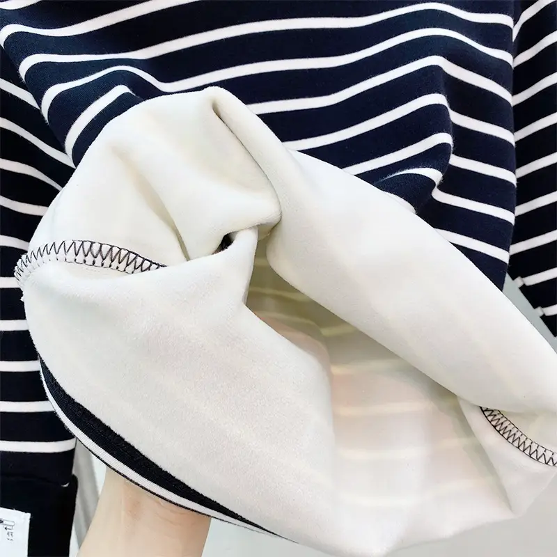 Base Shirt Stripe Personalized Embroidery Half High Collar Label