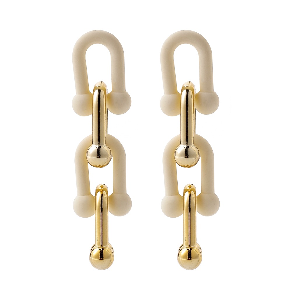 Geometric U-shaped Horseshoe Chain Earrings