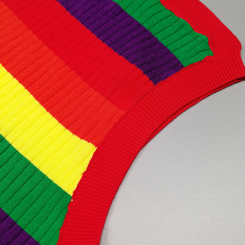 Women's Knitted Rainbow Vest Europe And America