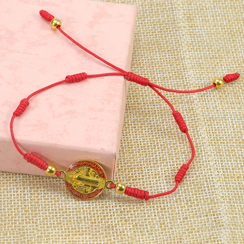 Women's Fashion Red Rope Braid St Benedict Bracelet
