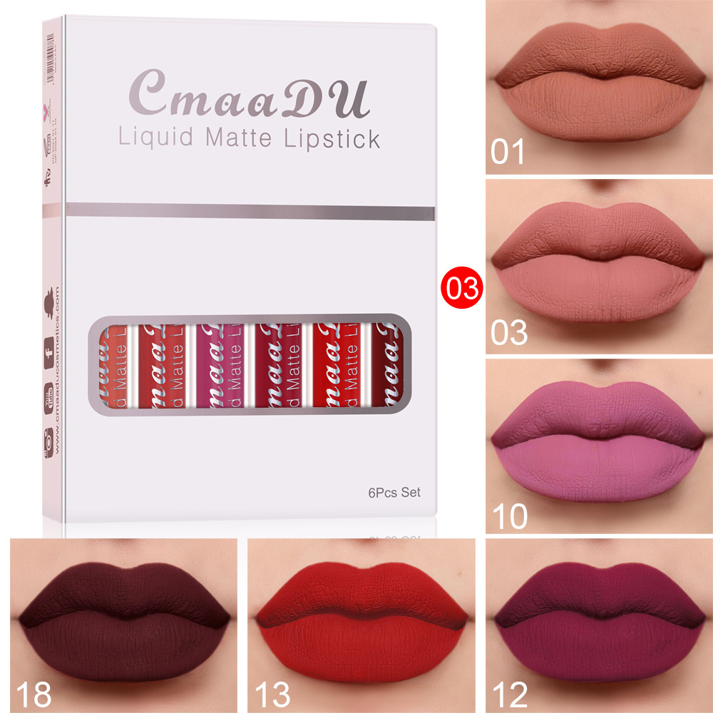 6 Boxes Of Matte Non-stick Cup Waterproof Lipstick Long Lasting Lip Gloss - Image 5