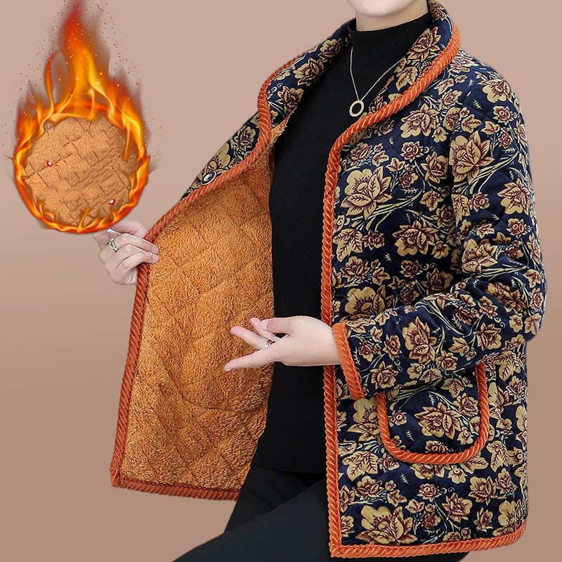 Winter Velvet Thickened Women's Short Cotton Padded Jacket Coat Navy - Shop at LoveMi