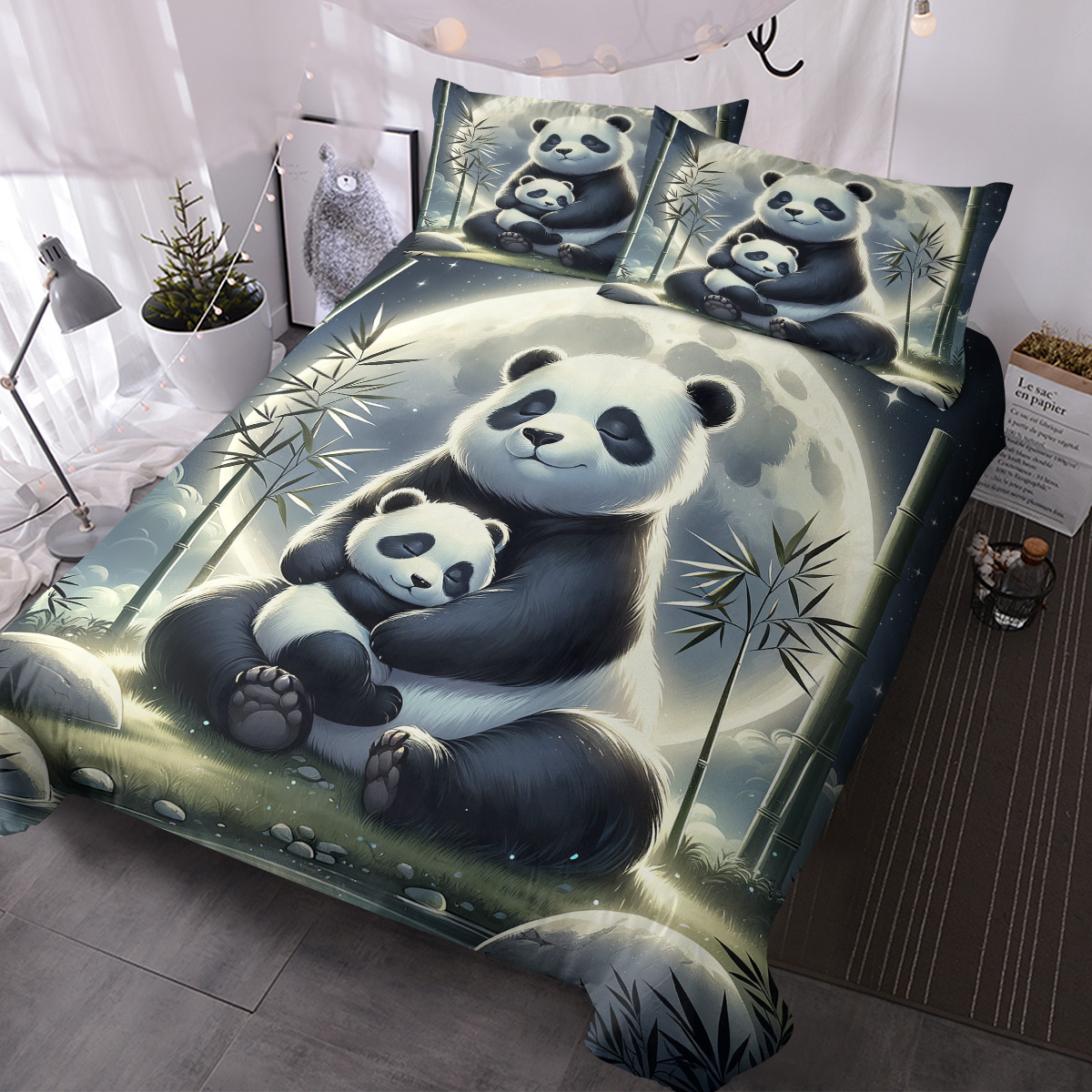 Panda Bedding Set For Boys Girls Cute Panda Duvet Cover Set Kids Cartoon Animal...