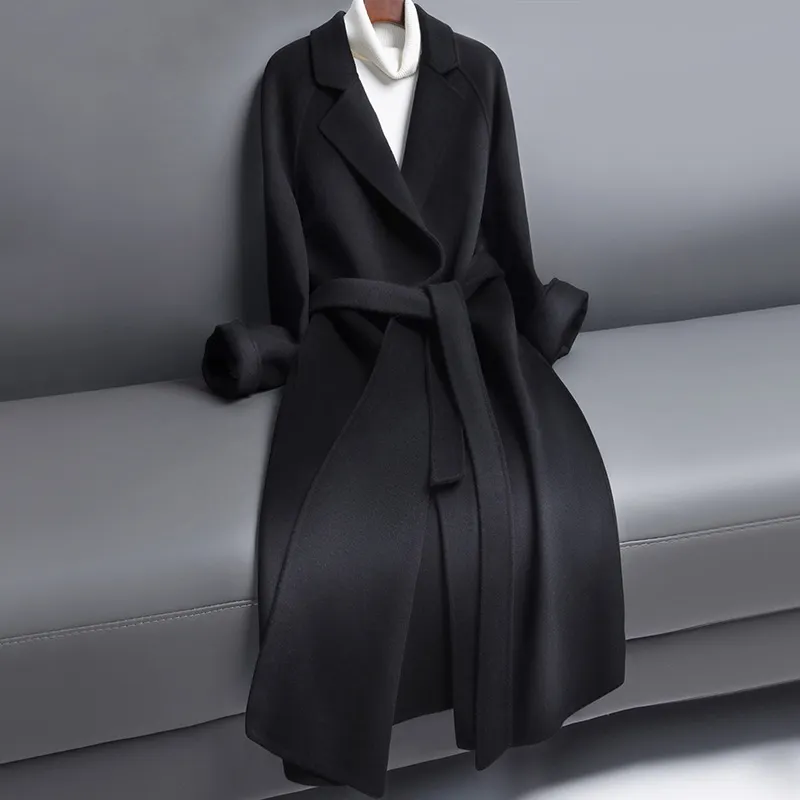 Little Man Woolen Winter Coat Women Winter - Black