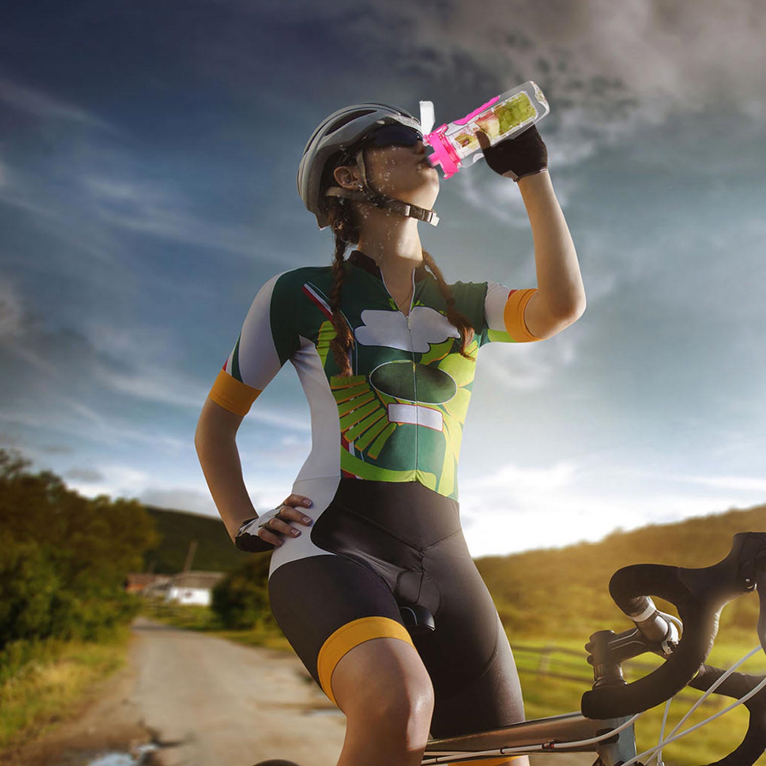 3 Color Options - 1Pc Fruit Infuser Water Bottle 32OZ Juice Shaker Sport With Flip Top Lid Anti-Slip Grips For Office Home Sport Running Walking Hiking - Image 25