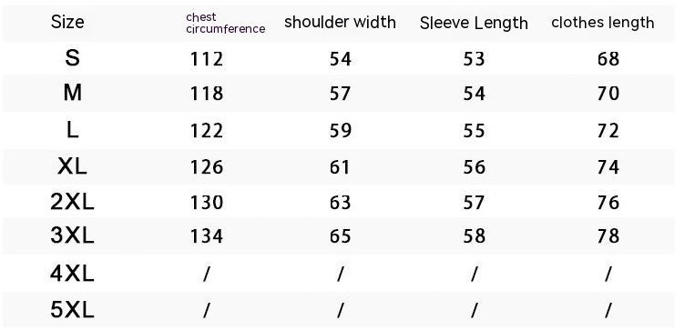 Size Chart for Zipper Hoodie Oversized - A.A.Y FASHION