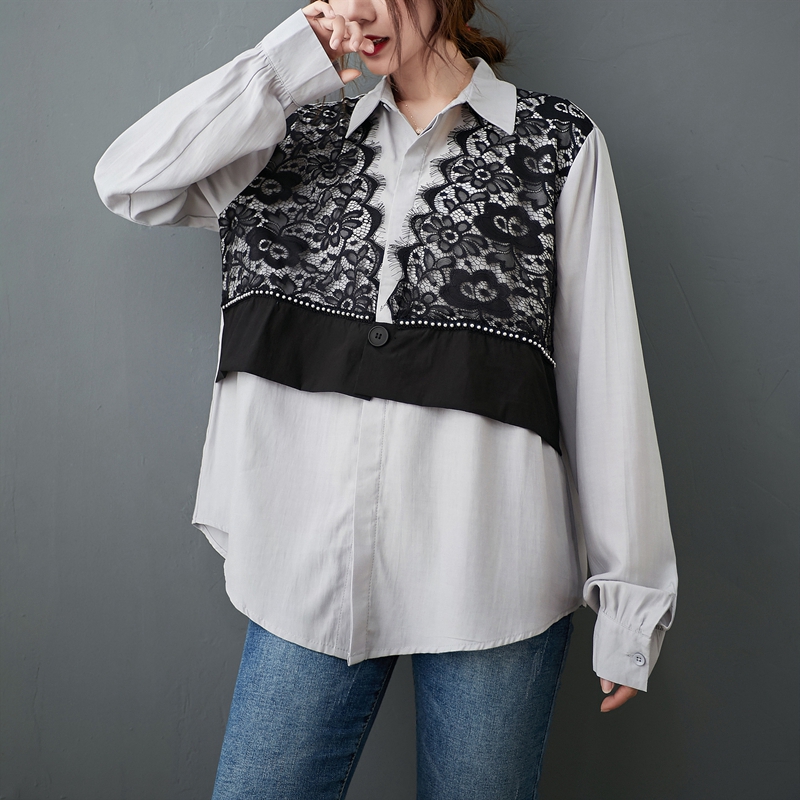 Title 2, Lace Stitching Western Style Loose Long Sleeves