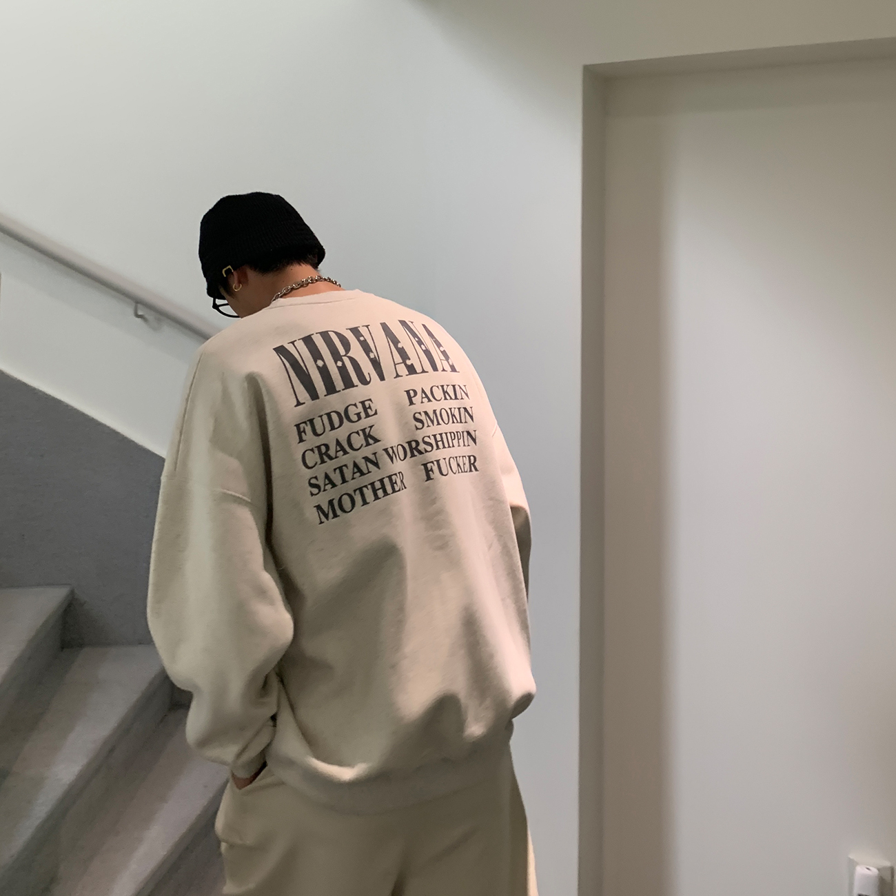 Autumn And Winter Personality Print Ins Crew Neck Pullover Long-sleeved Hoodie