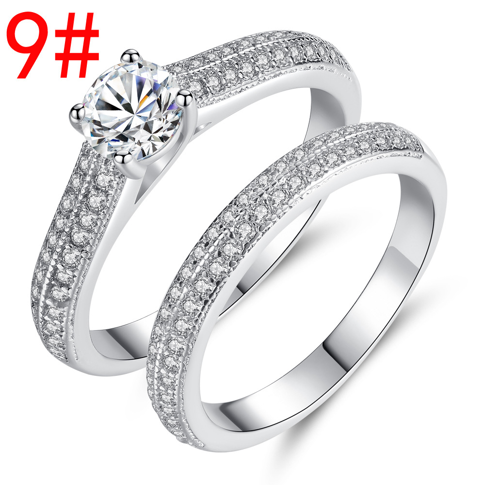 خاتم زوجين بتصميم صغير مزين بأحجار الزركون وأربع مخالب