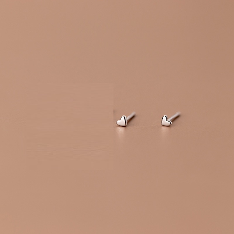 S925 Silver Ear-caring Mini Love Heart Stud Earrings Removal-free Before Sleep Student Minimalist Earrings