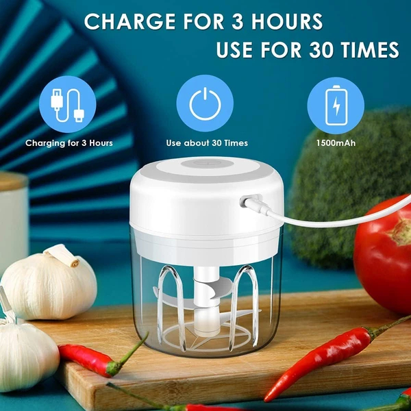 Electric 300ML Garlic Press Chopper Chili Onion Fruits Meat Mincer Blender Mixer — foto 15