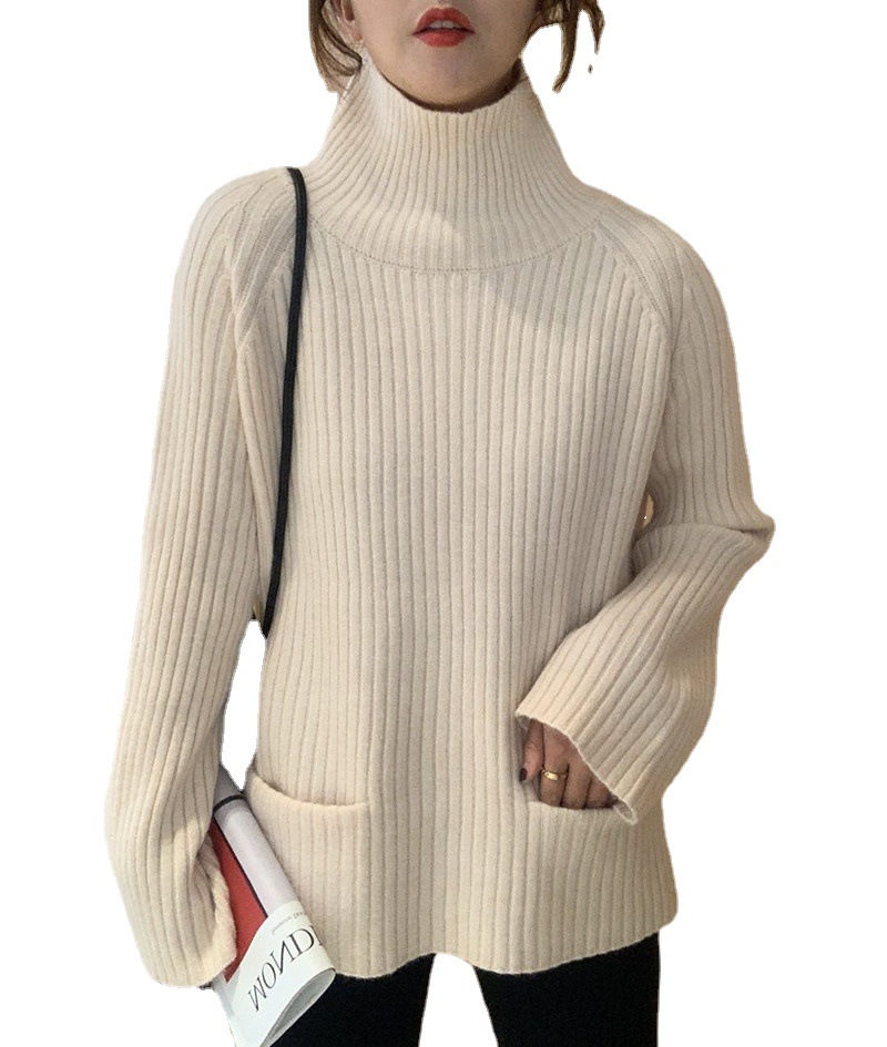 New Casual Mid-length Half-high Collar Slimming Loose Bottoming Sweater Women
