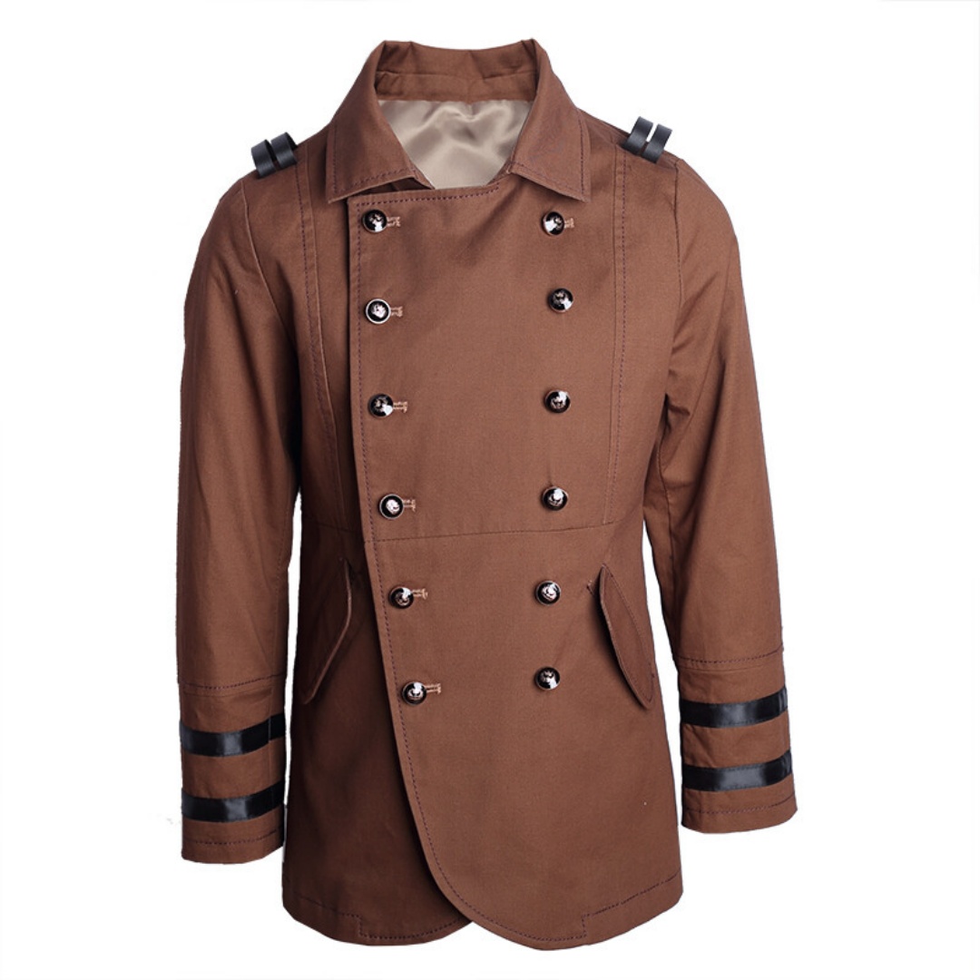 Boys Formal Uniform Trench Coat Kids Vintage Military Style Cotton Jacket 3-9Y — image 8