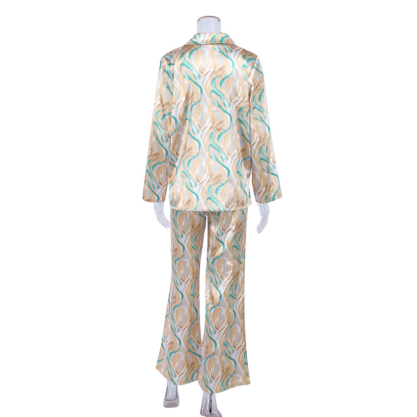 Title 3, Hot Casual Cardigan Printed Imitated Silk Pajam...