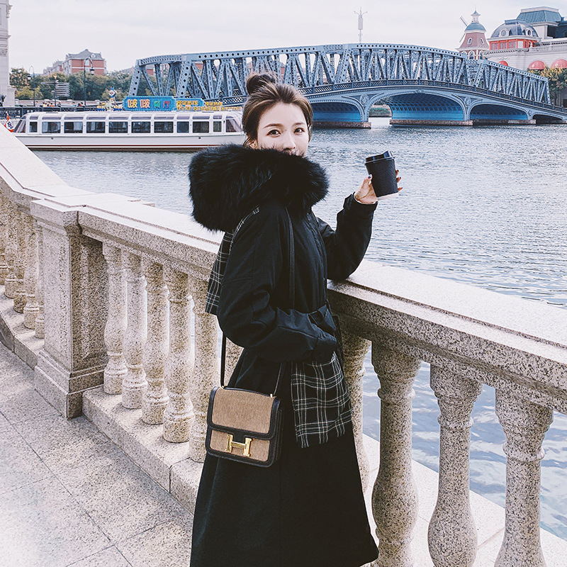Loose Big Fur Collar Pie Overcomes The Black Waist And Thin Cotton Coat