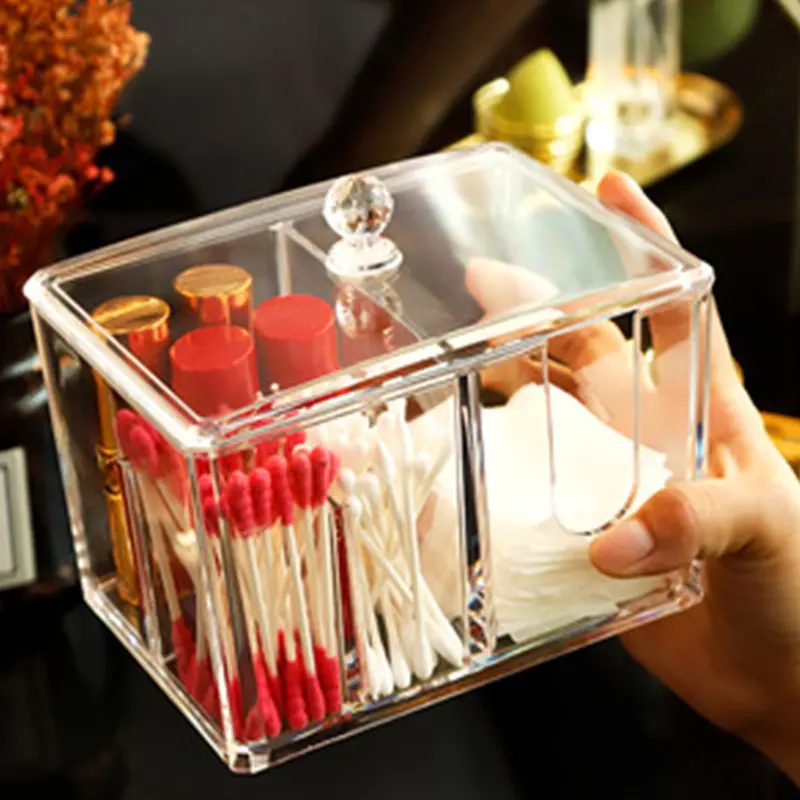 Yajule Cosmetic Cotton Storage Box Swab Box Desktop Dressing