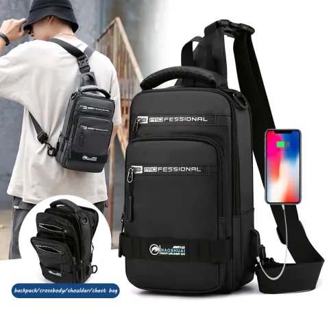 Multifunction Bags for Men Nylon Backpack Crossbody Shoulder Bag