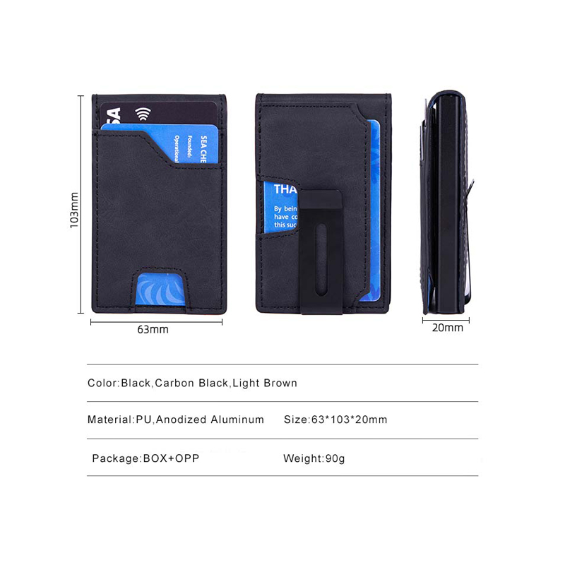 Men's Slim Wallet With Pop Up Card Holder, RFID Blocking, Minimalist Design With Large Card Capacity, Money Clip - Bags & Accessories