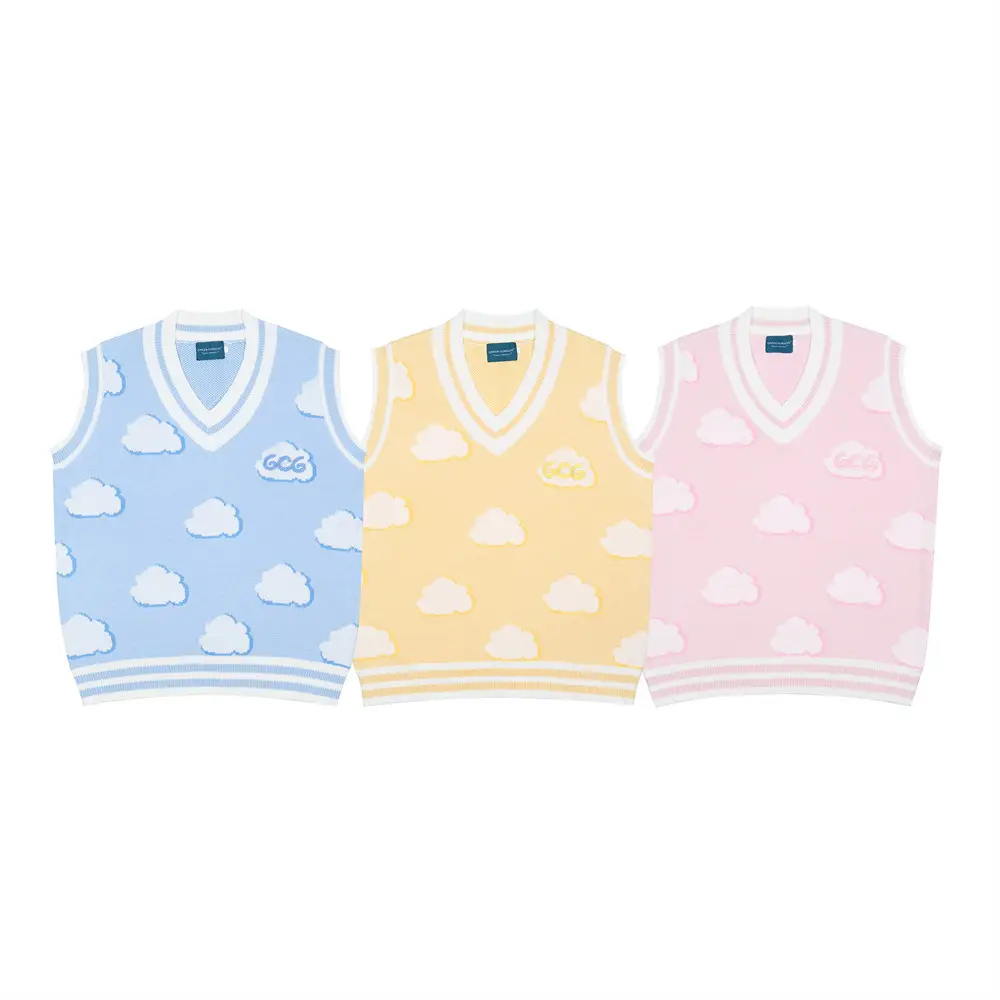 Men's Street Cloud Jacquard Loose V Neck