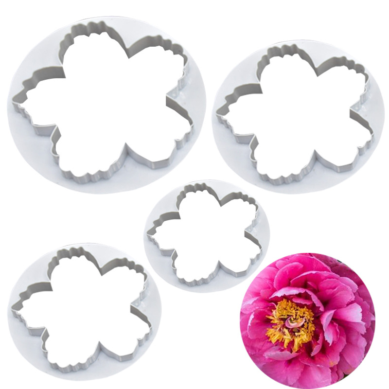 Title 1, Baking Tool 4PCs Peony Flower Fondant Cake Prin...