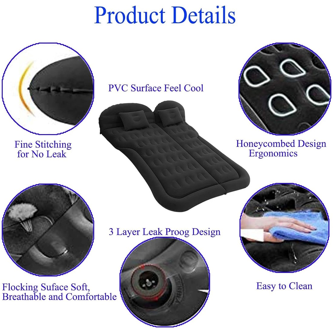 Car SUV Air Bed Sleep Travel Inflatable Mattress Seat Cushion Mat Camping — image 3