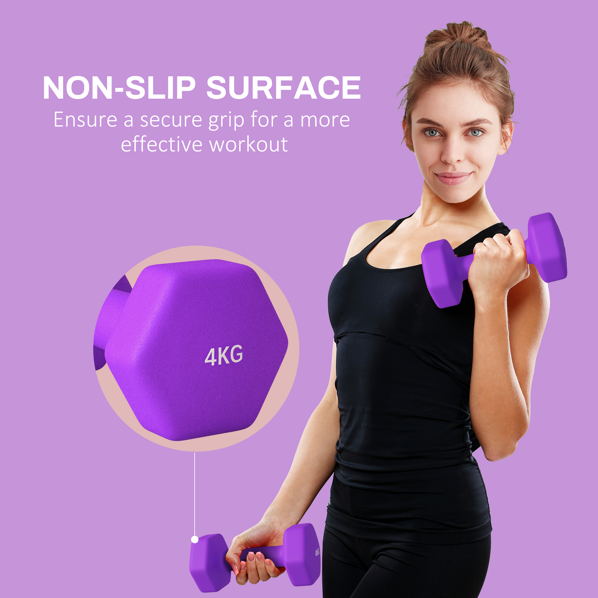 2 X 4kg Hexagonal Dumbbell Set With Anti Slip Grip, Suitable For Home Gym — image 10