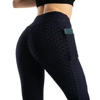 Fitness Yoga Pants Women Leggings With Pocket Running Sports - Black
