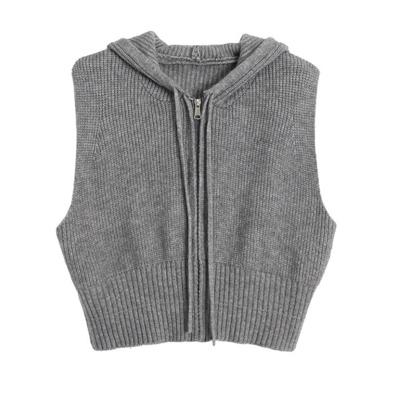 Unparalleled Zipper Loose Knitted Vest Women's Coat