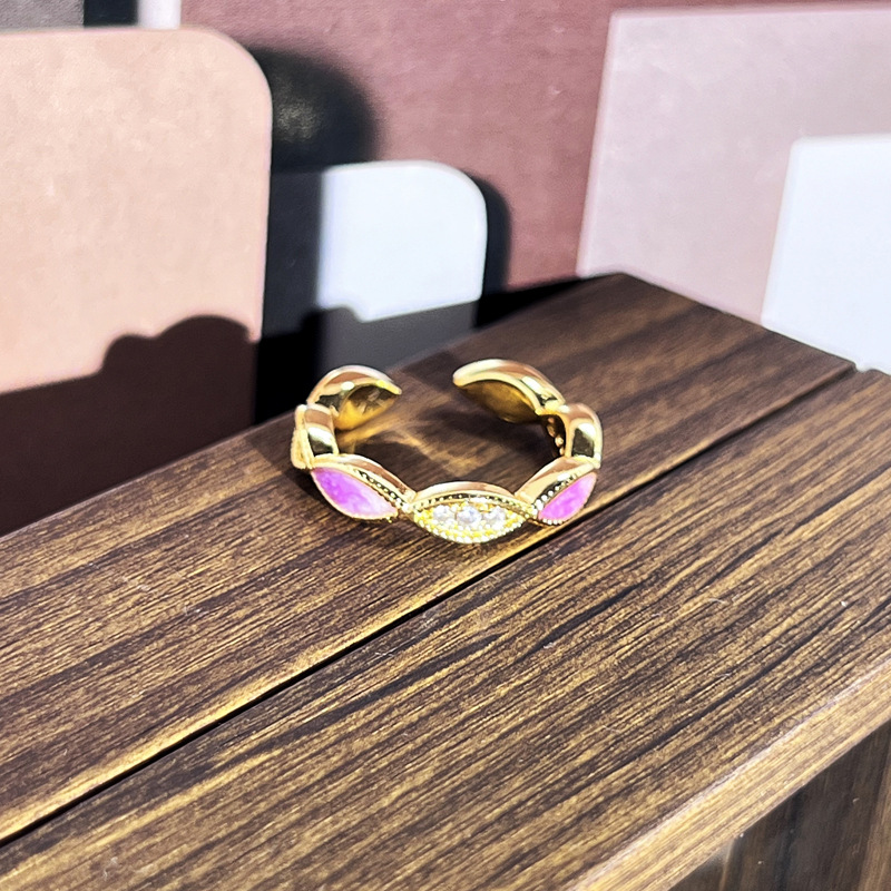 Sweet Edgy Multicolored Glaze Flower Rings Viral Popular Retro Ladies Jewelry Gift