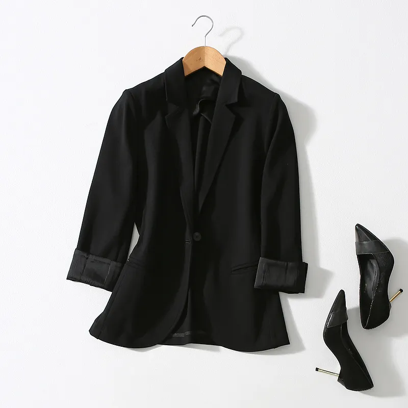 All-match Three-dimensional Cut One-button Small Suit Jacket Women - Black