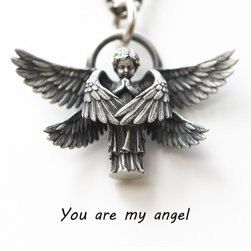 Title 3, Sterling Silver Six-wing Angel Pendant Necklace