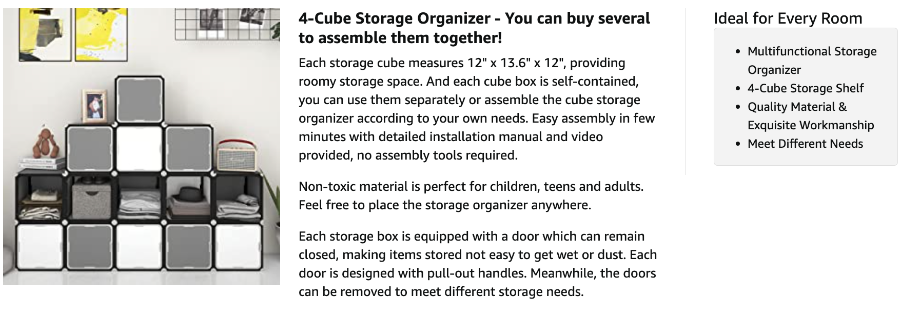 Title 5, NeuType Cube de Rangement avec Porte Étagères d...