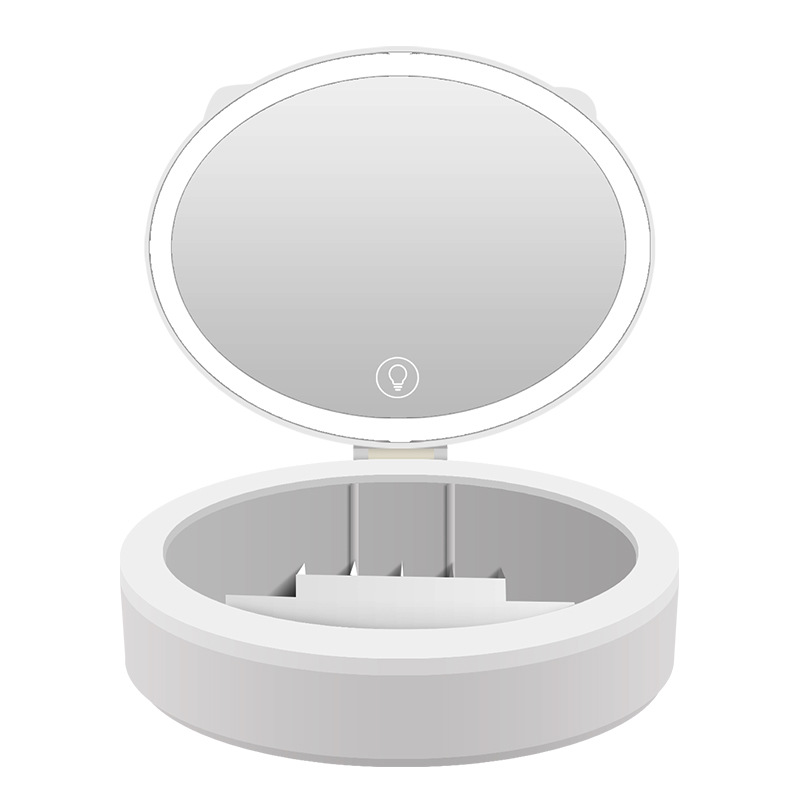 LED Makeup Mirror Desktop Girls Dormitory With Light Storage Box Home Decor - Picture 8 of 10