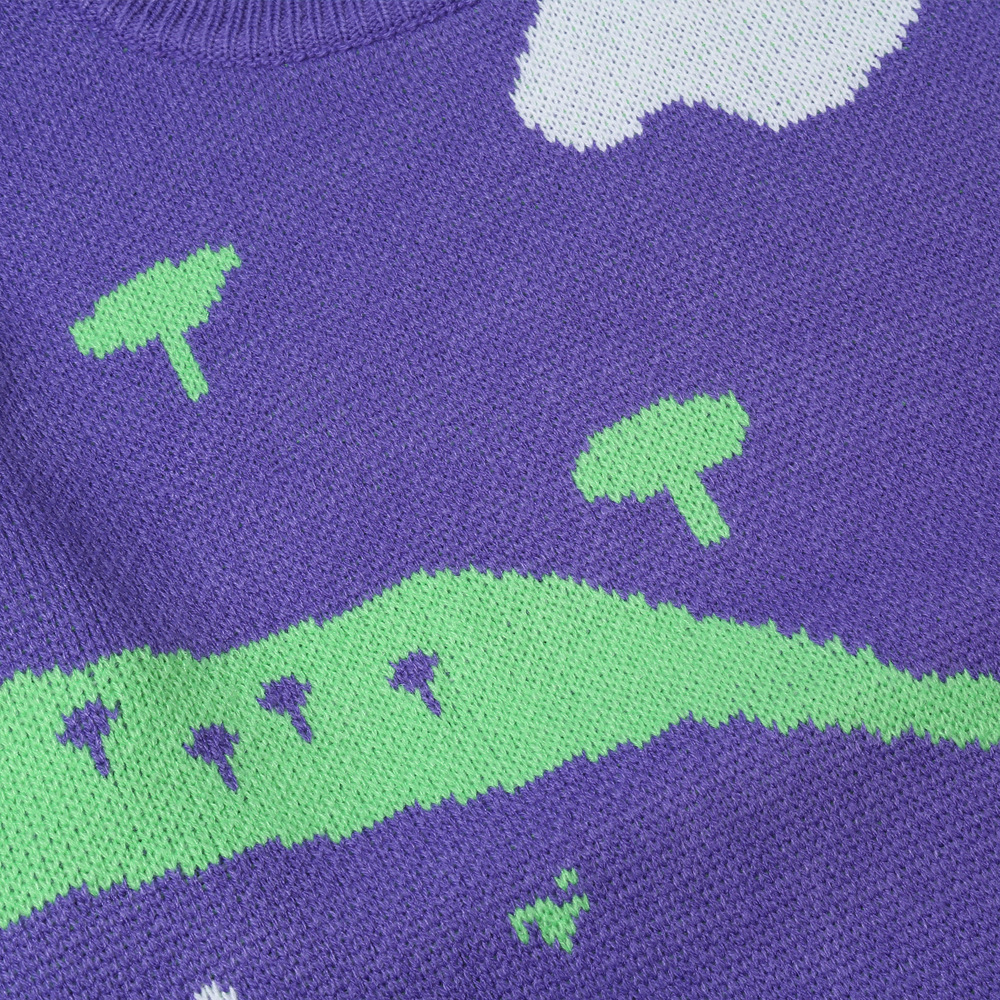 Contrast Jacquard Sweater Men's Loose Round Neck