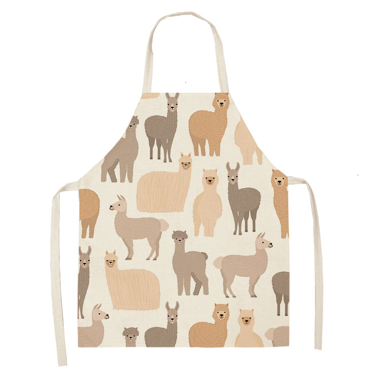 Title 25, Alpaca Cartoon Cotton Linen Apron Sleeveless An...