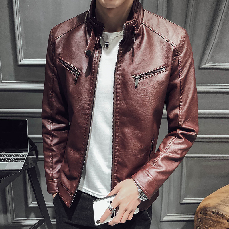 Title 2, Casual Mock Neck leather jacket