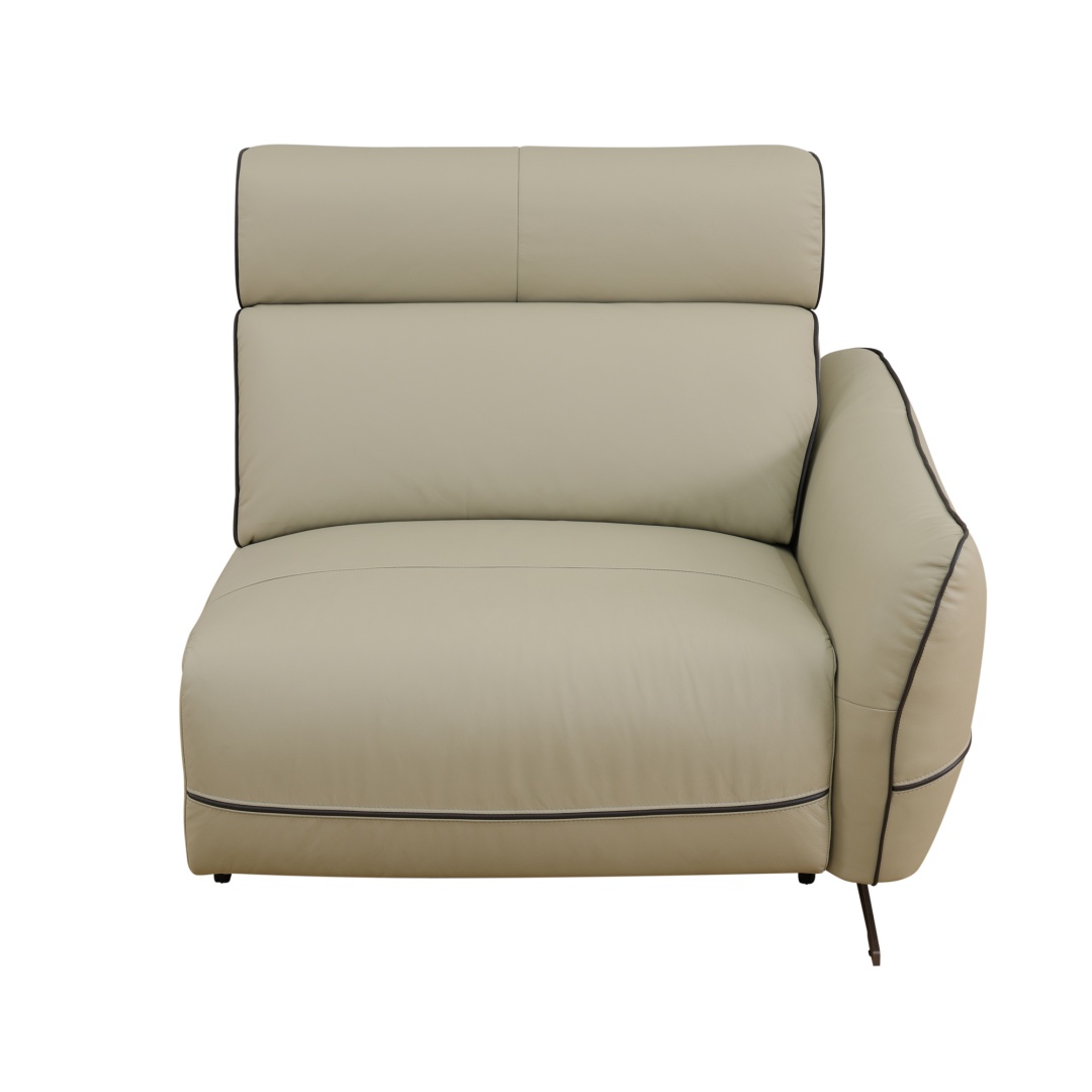 Pickup Only--Beige Top Grain Leather And PVC 3-Piece Living Room Recliner Sofa Set