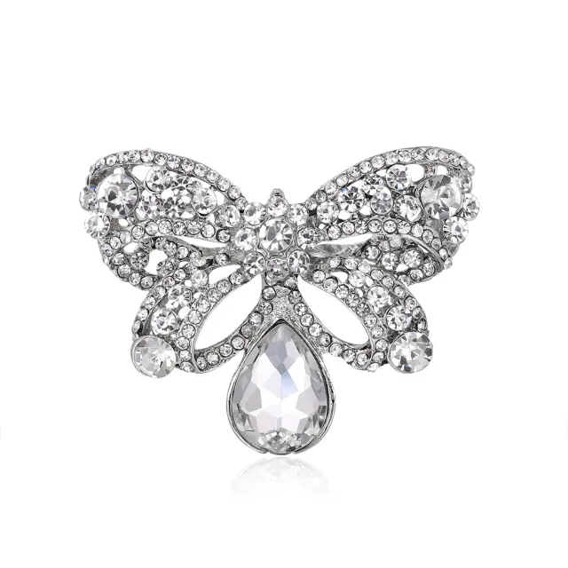 Alloy Inlaid White Rhinestone Bow Brooch White - Shop at LoveMi