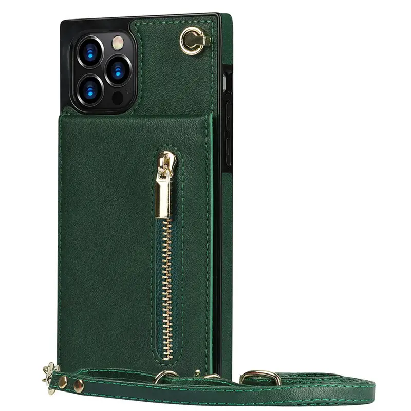 Solid Color Zipper Card Phone Case