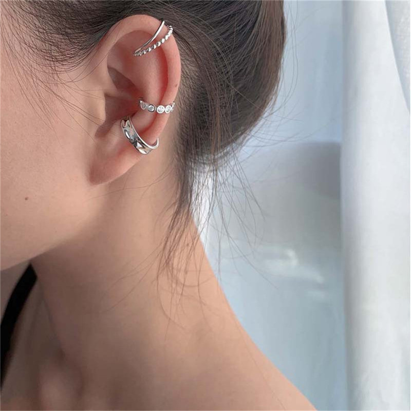 Three-piece Geometric Earrings Female Double-layer Twist Earrings Without Pierced Ears
