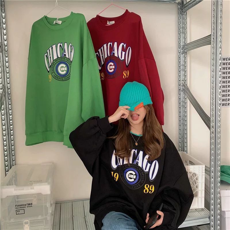 Fleeceless Hooded Round Neck Schoolgirls Lazy Style Loose BF Style Top