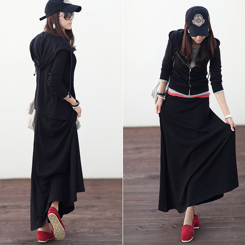 Women's Slim Fit Long Skirt Slim Hooded Plus Size Sweater Set