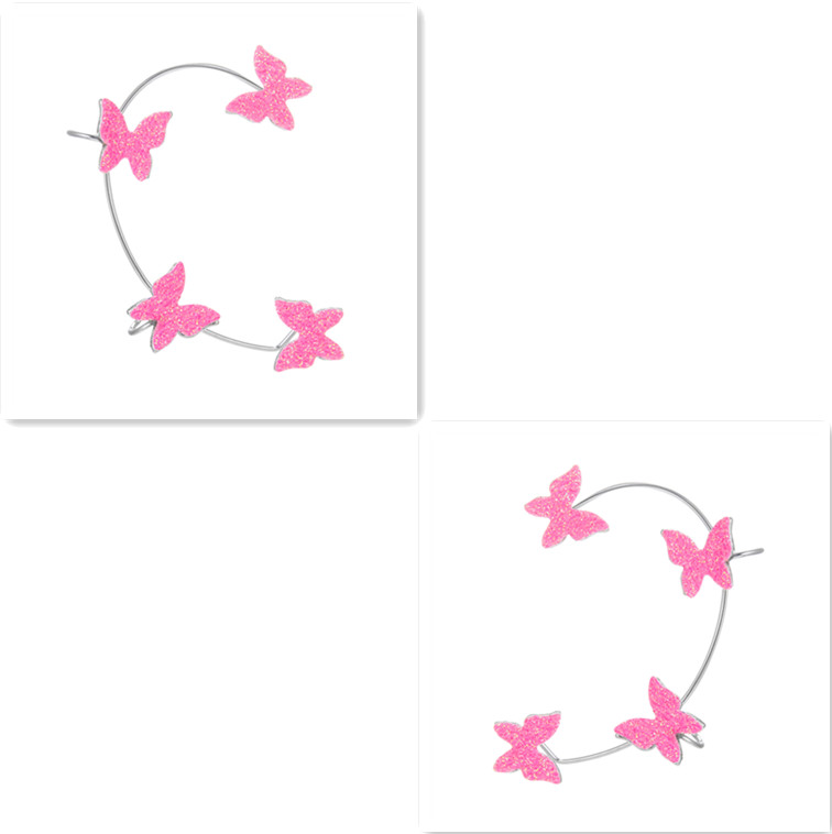 Glitter Butterfly Ear Clip And Ear Hook Earrings