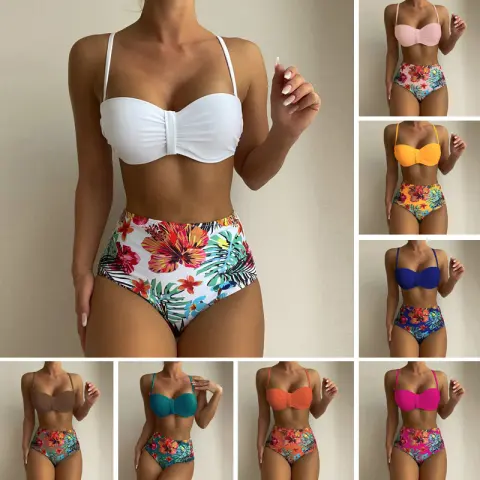 Women's Floral Print Spaghetti Strap Bikini Bathing Suit 2